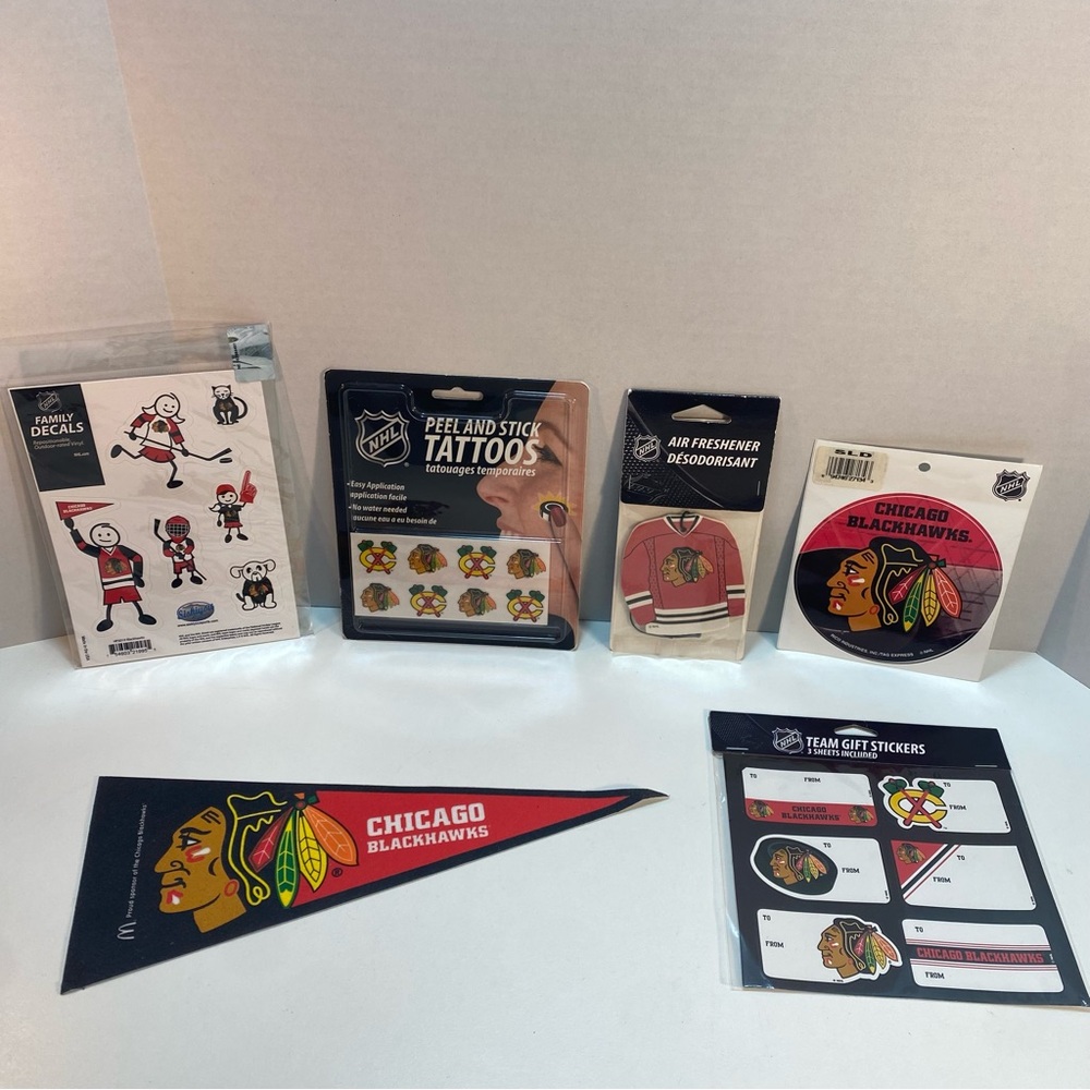 Chicago‎ Blackhawks NHL McDonalds Promo Mini Pennant Stickers Tattoos Decals Lot